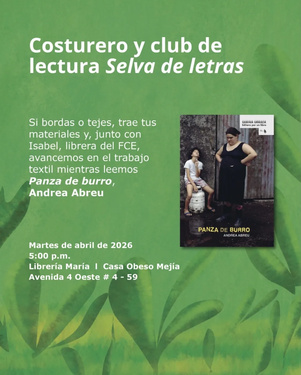 Costurero y club de lectura Selva de letras