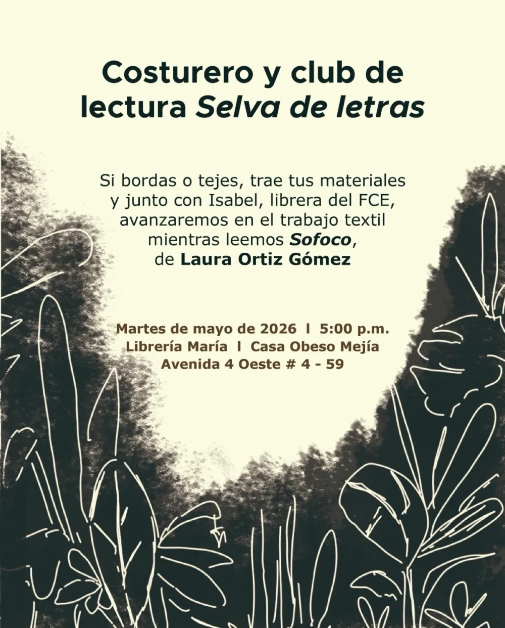 Costurero y club de lectura Selva de letras
